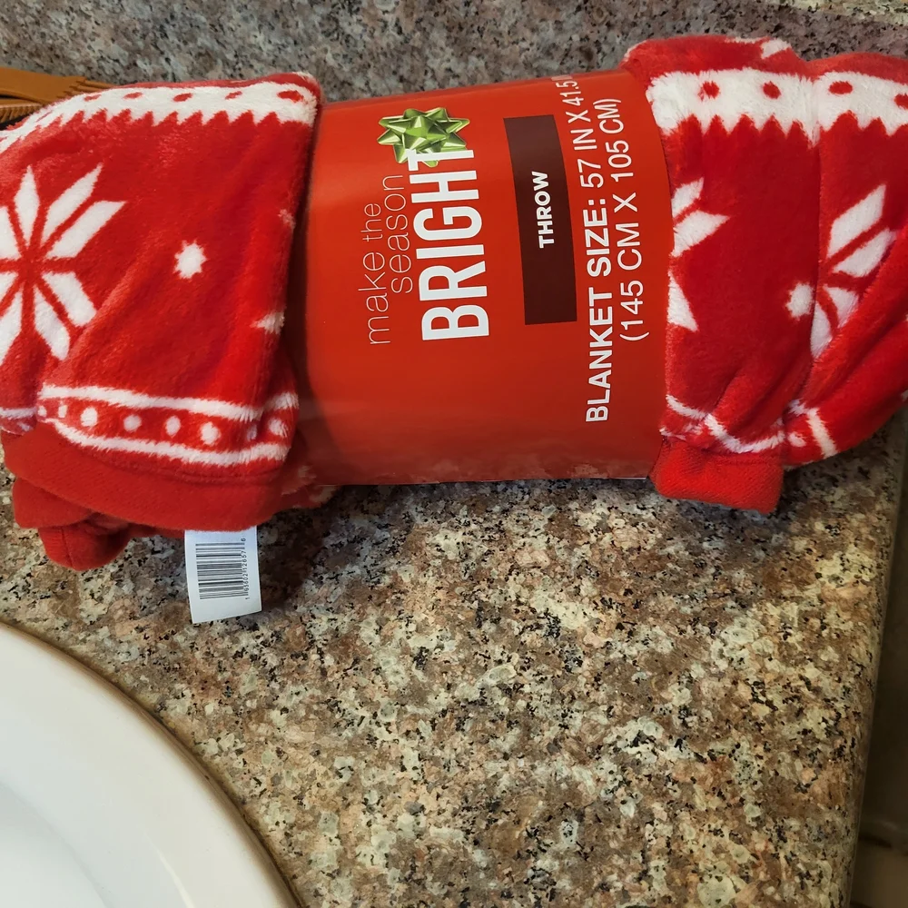 Bright Festive Red and White Holiday Throw Blanket
